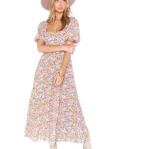 Show Me Your Mumu Linds Midi Dress ~ Rainbow Fields New Mu Small
